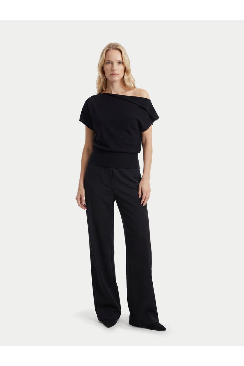 Cashmere Asymmetrical Top, Alternate, color, black