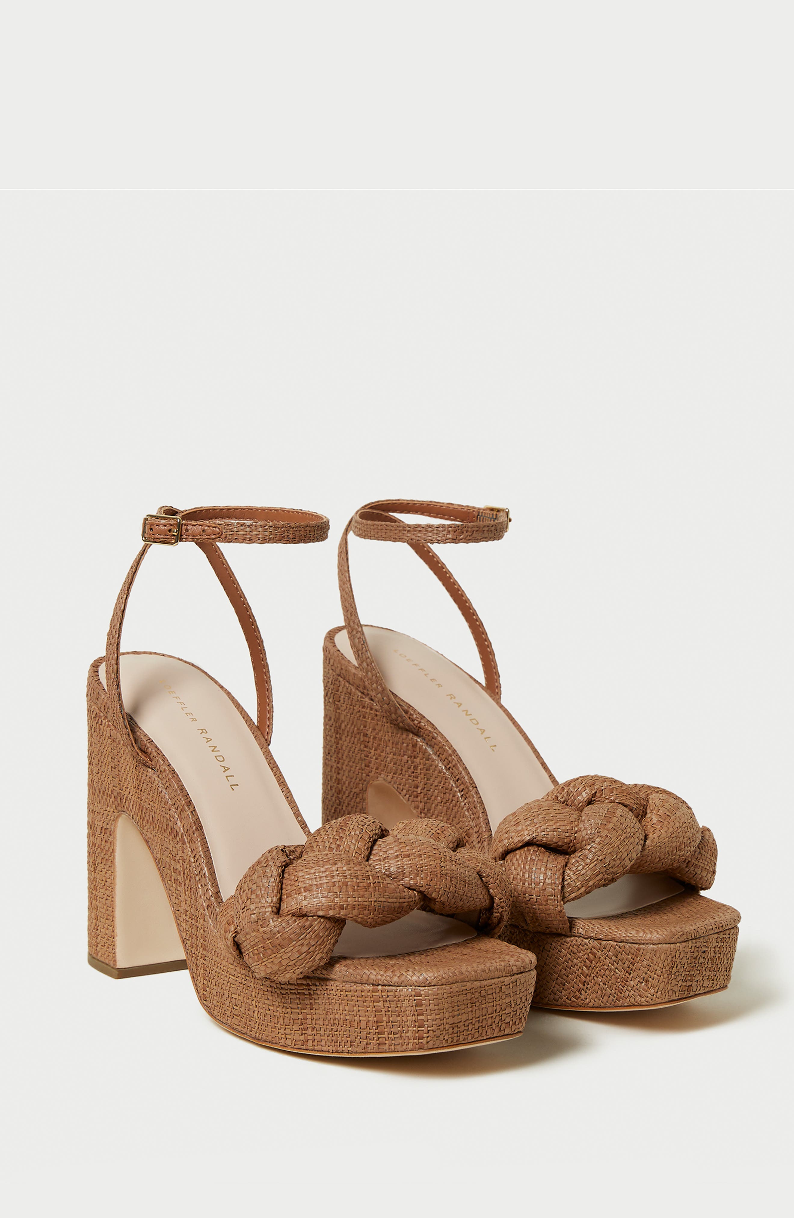 Loeffler Randall Fae Braided Raffia Platform Sandal, Alternate, color, Brown