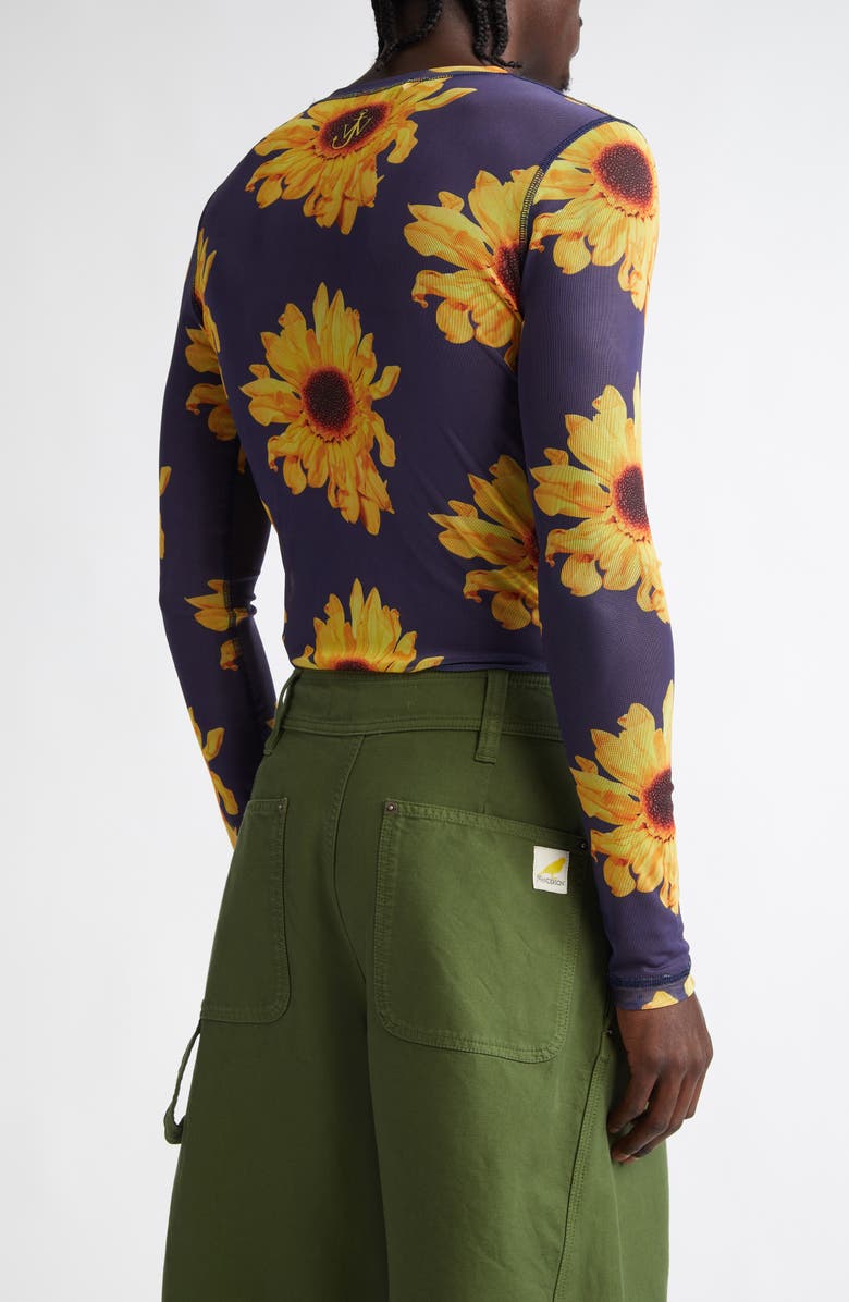 JW Anderson Sunflower Semisheer Mesh T-Shirt, Alternate, color,