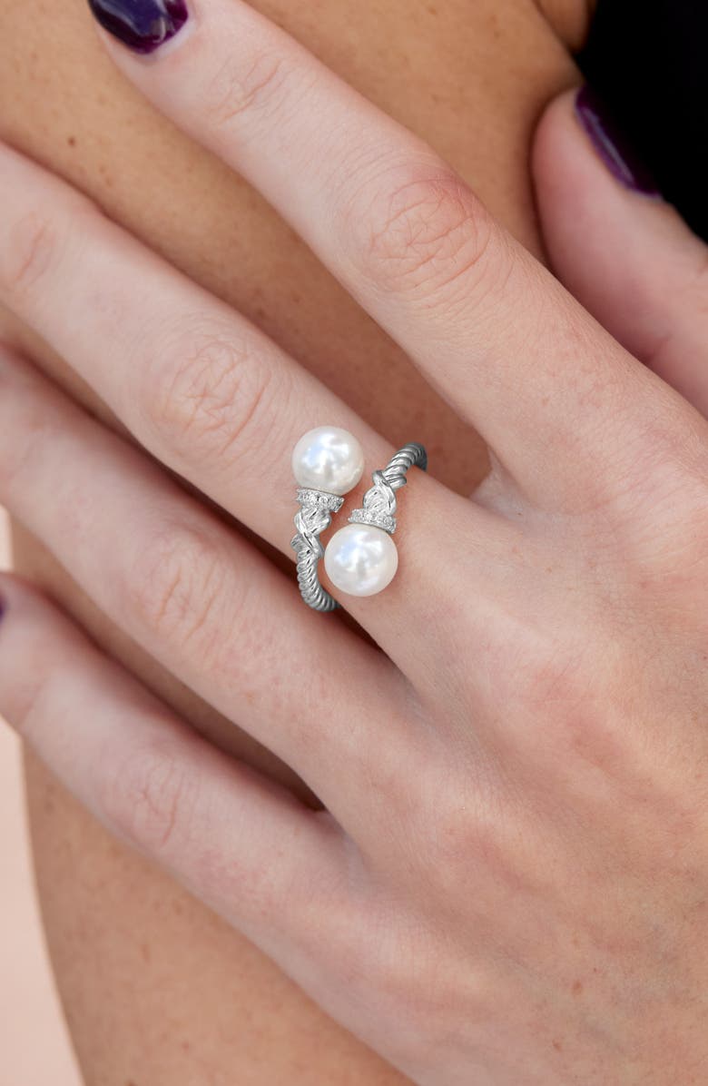 SAVVY CIE JEWELS 8-9mm Swarovski Cultured Pearl Wrap Ring, Alternate, color, White