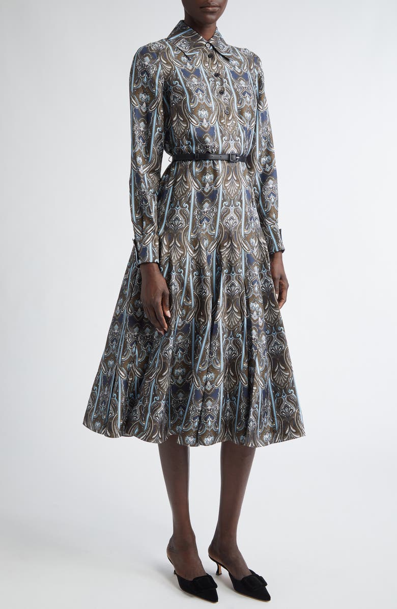 Emilia Wickstead Marione Paisley Long Sleeve Silk Twill Midi Dress, Main, color,