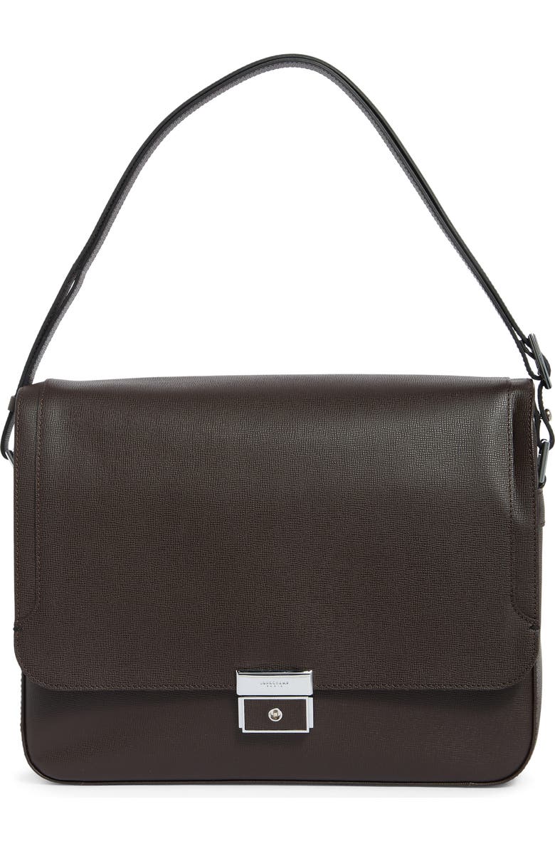 Longchamp Le Foulonné Flap Shoulder Strap Briefcase, Main, color, Mocha