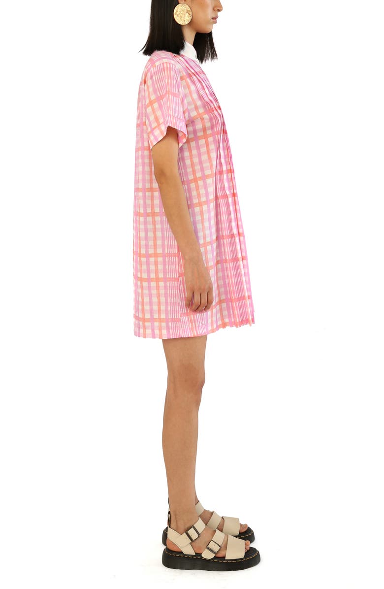 De Loreta Azulejo Short Sleeve Cotton Mini Shirtdress, Alternate, color, Loto Print