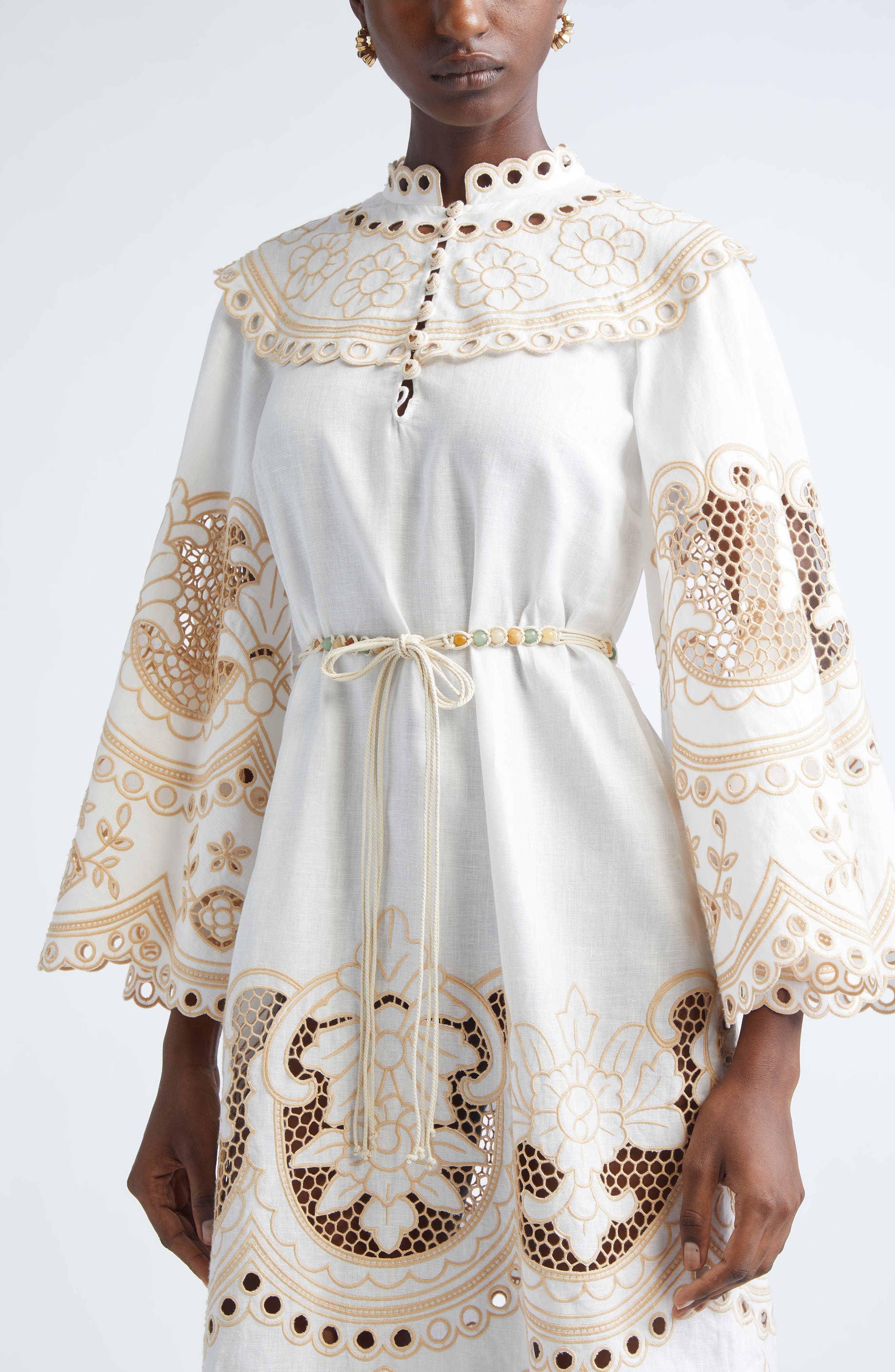 alexander mcqueen white dress by Sarah Burton - Women Casual Black Tie Optional Dresses Gathered midi dress in Color:Ivory/Oyster vacation glam
