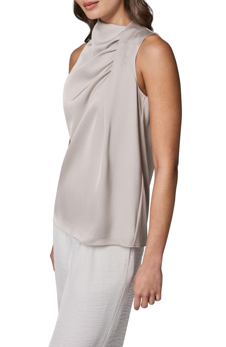 Donna Karan New York Twist Drape Shoulder Matte Satin Tank, Alternate, color, 