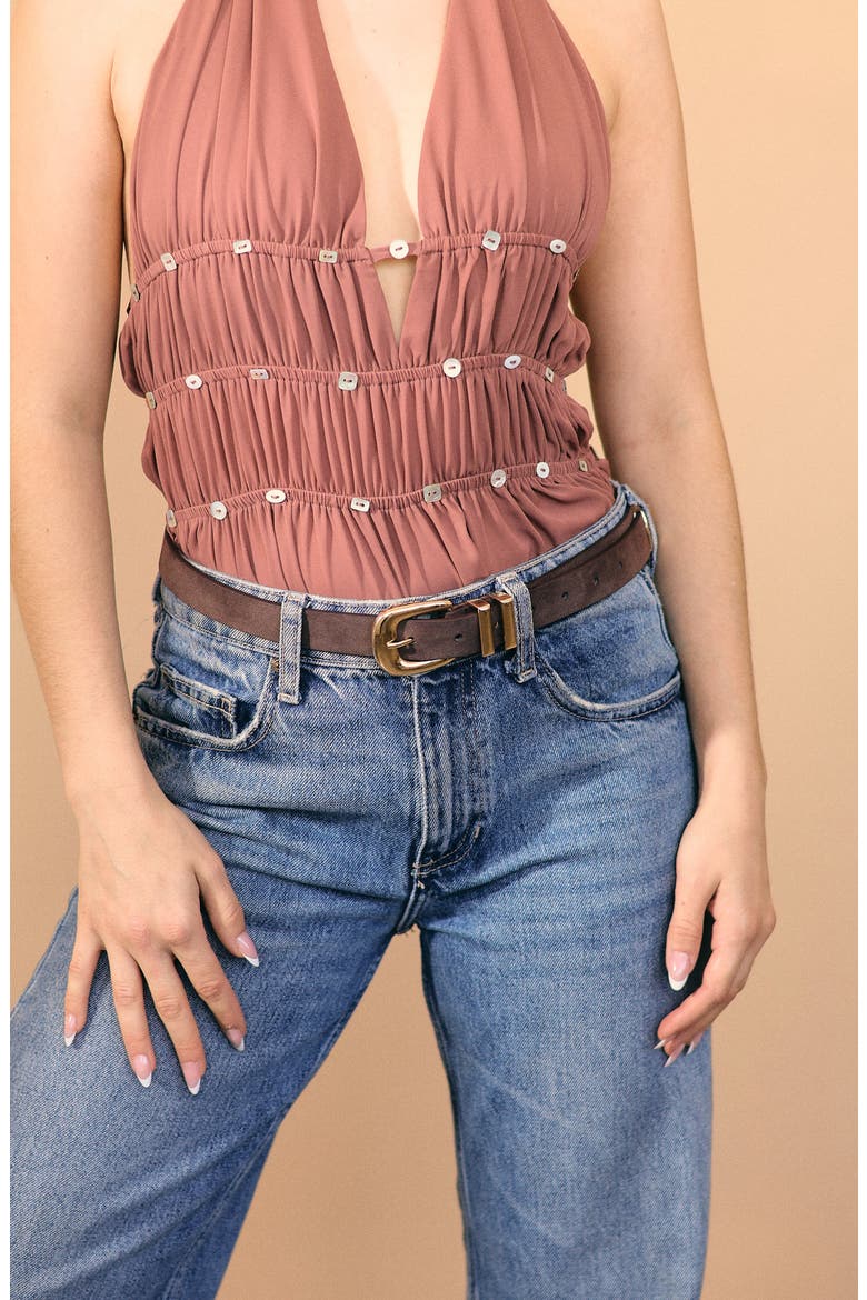 Atlas Belt, Alternate, color, DARK BROWN SUEDE/ GOLD