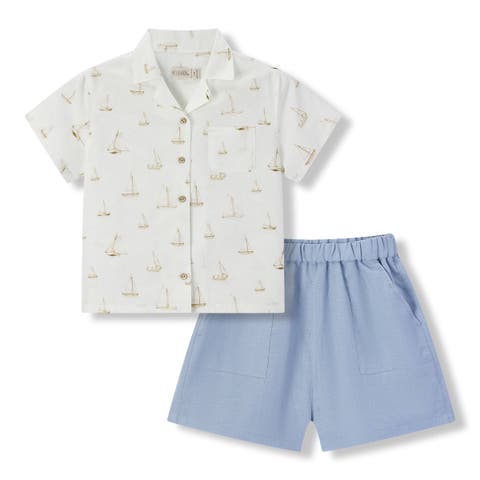 Linen Buttonup Shirt And Shorts Set (Baby)