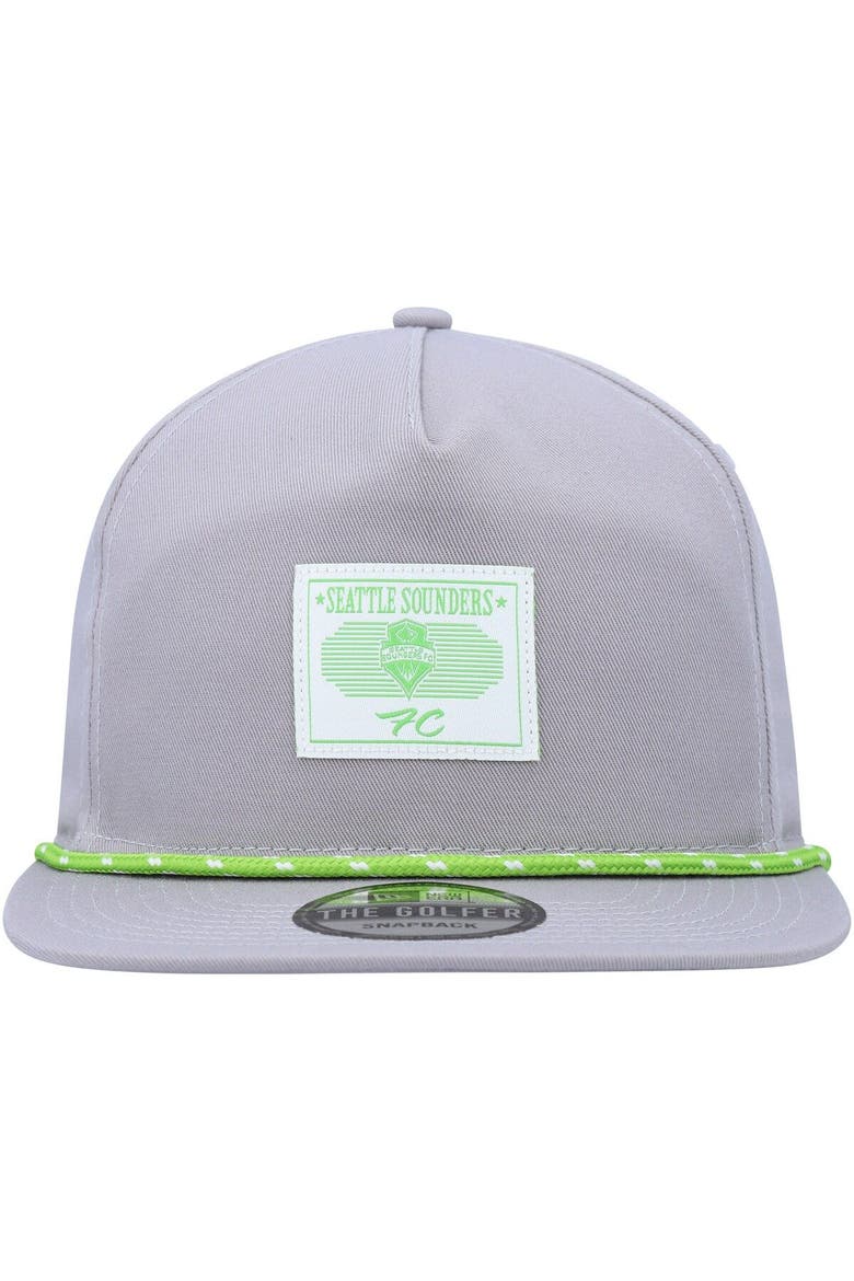 Men's New Era Gray Seattle Sounders FC Patch Golfer Adjustable Hat, Alternate, color, Gray