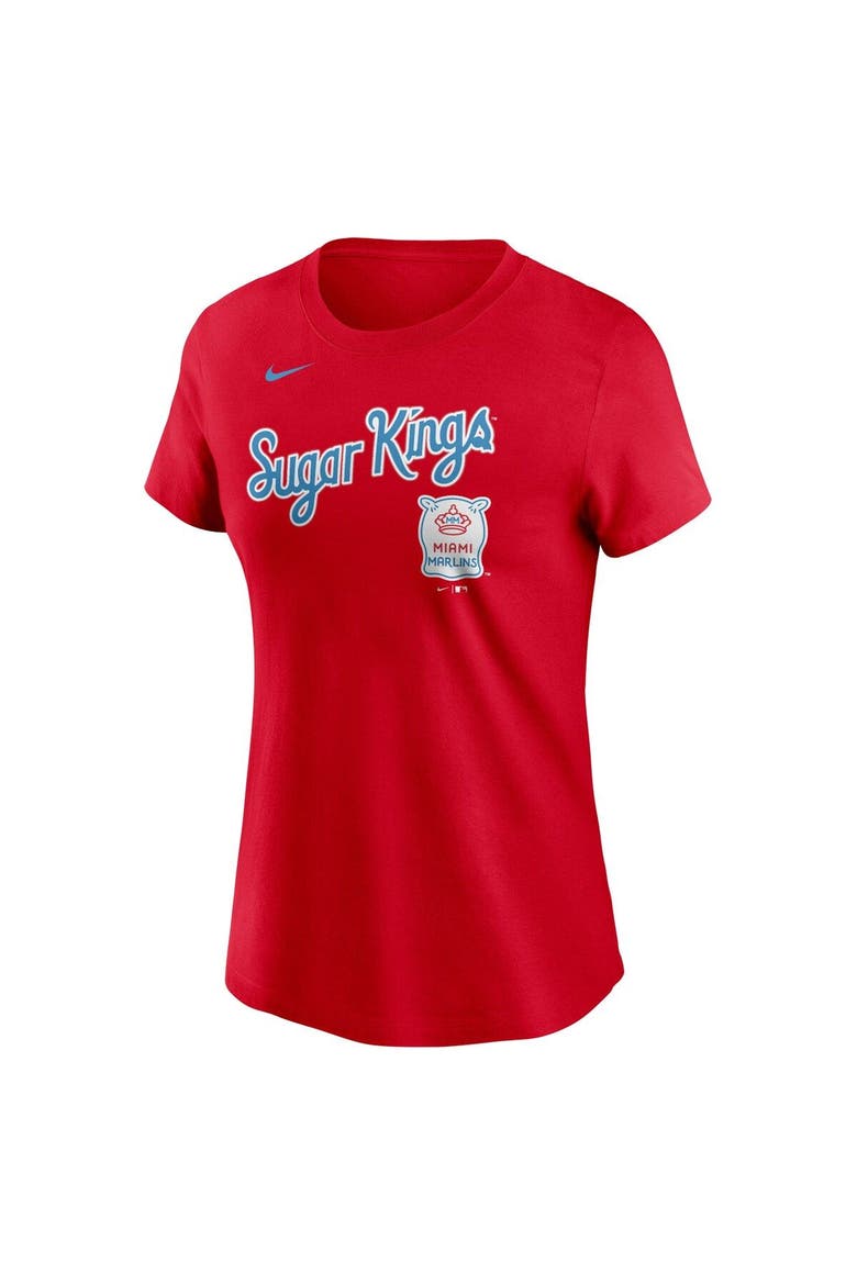Women's Nike  Red Miami Marlins City Connect Wordmark T-Shirt, Alternate, color, Red