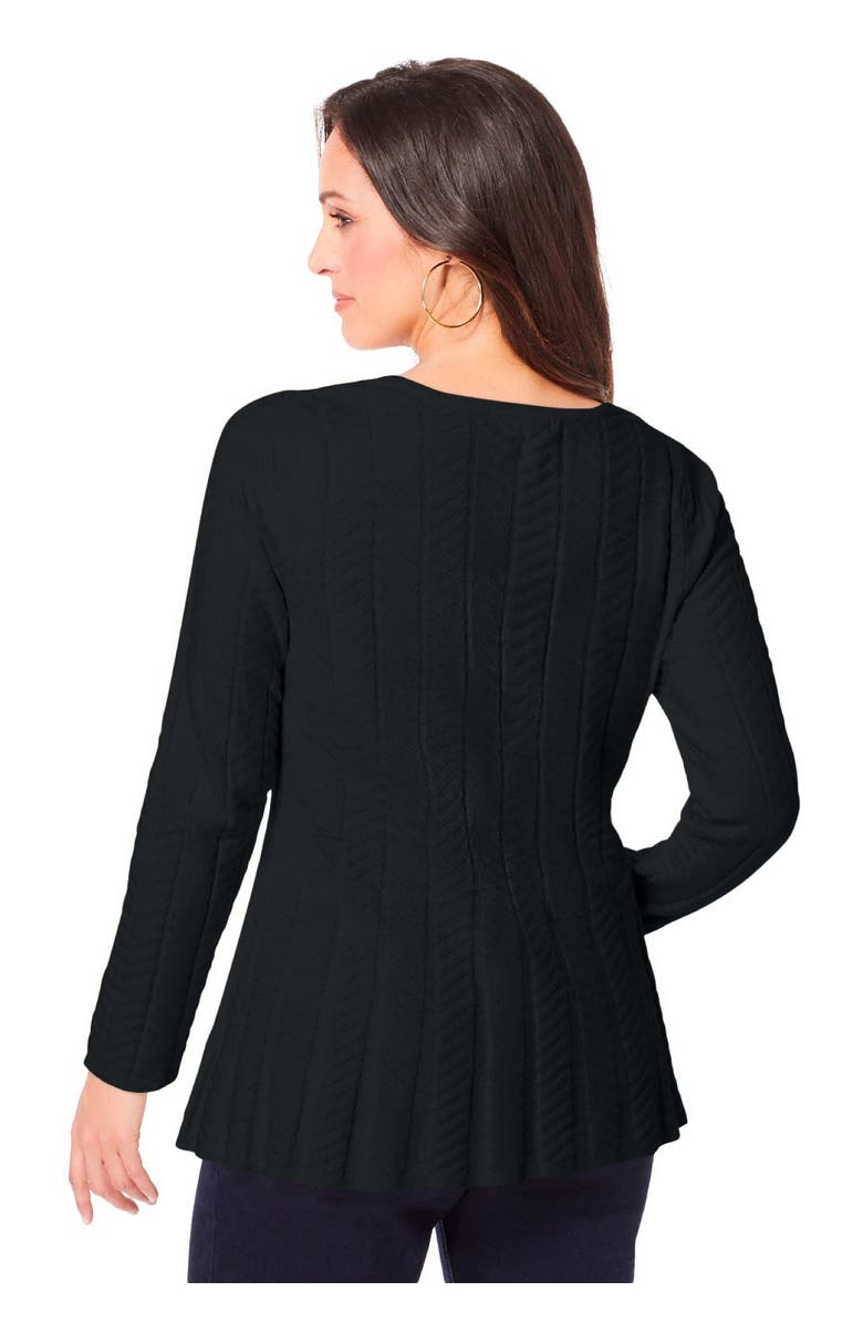 Jessica London Chevron Fit & Flare Sweater, Alternate, color, Black