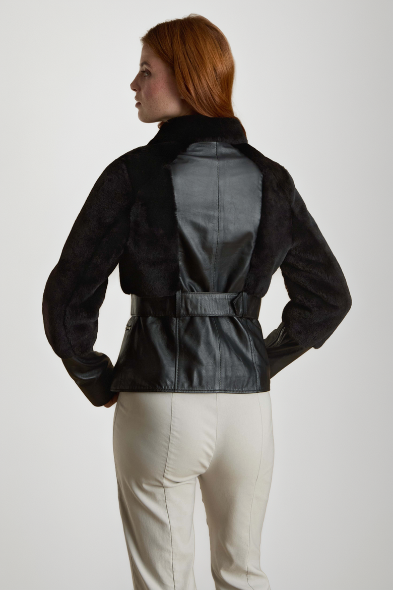 Alice Leather & Shearling Jacket, Alternate, color, Black