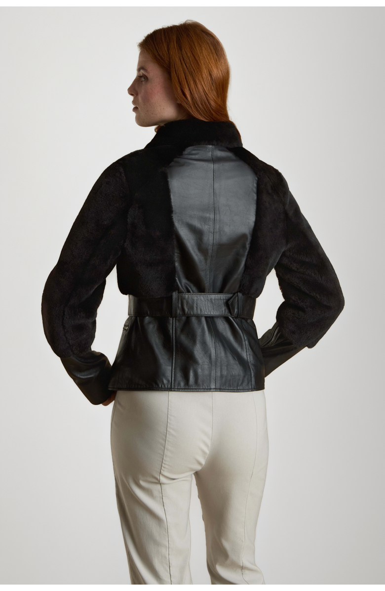 Furniq UK Alice Leather Jacket, Alternate, color, Black