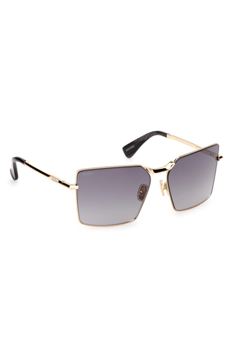 Max Mara 58mm Gradient Rectangular Sunglasses, Alternate, color, Shiny Deep Gold / Smoke