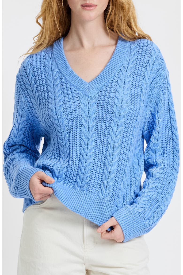 Ryland Cable Sweater, Main, color, BLUE HYDRANGEA