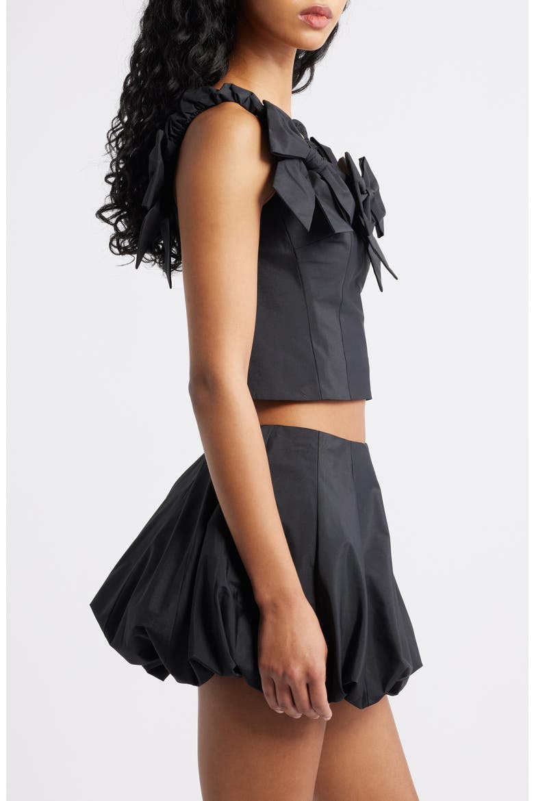 Winston Bow Off the Shoulder Crop Top, Alternate, color, BLACK