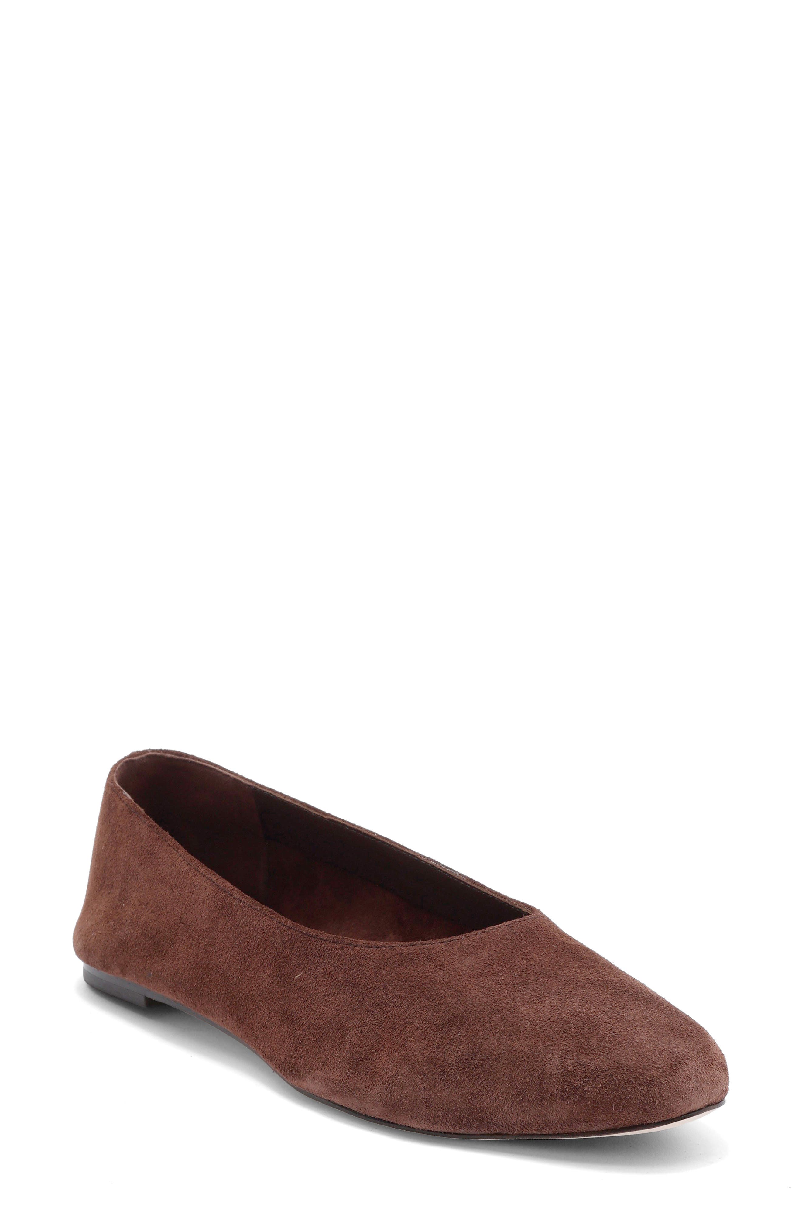 Reformation Maren Ballet Flat, Main, color, Espresso Suede