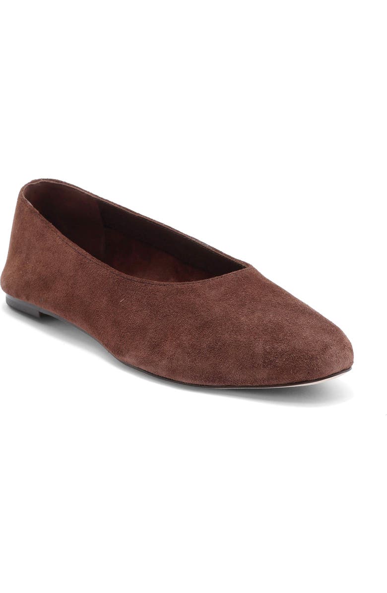 Reformation Maren Ballet Flat, Main, color, Espresso Suede