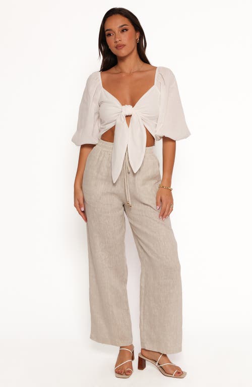 Petal And Pup Petal & Pup Celine Tie Front Cotton & Linen Crop Top In White
