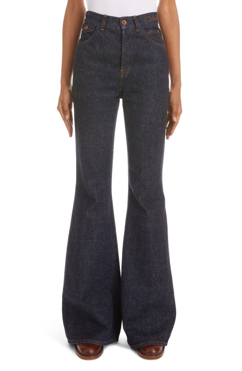 Chloé Wide Leg Cotton & Hemp Jeans, Main, color, 