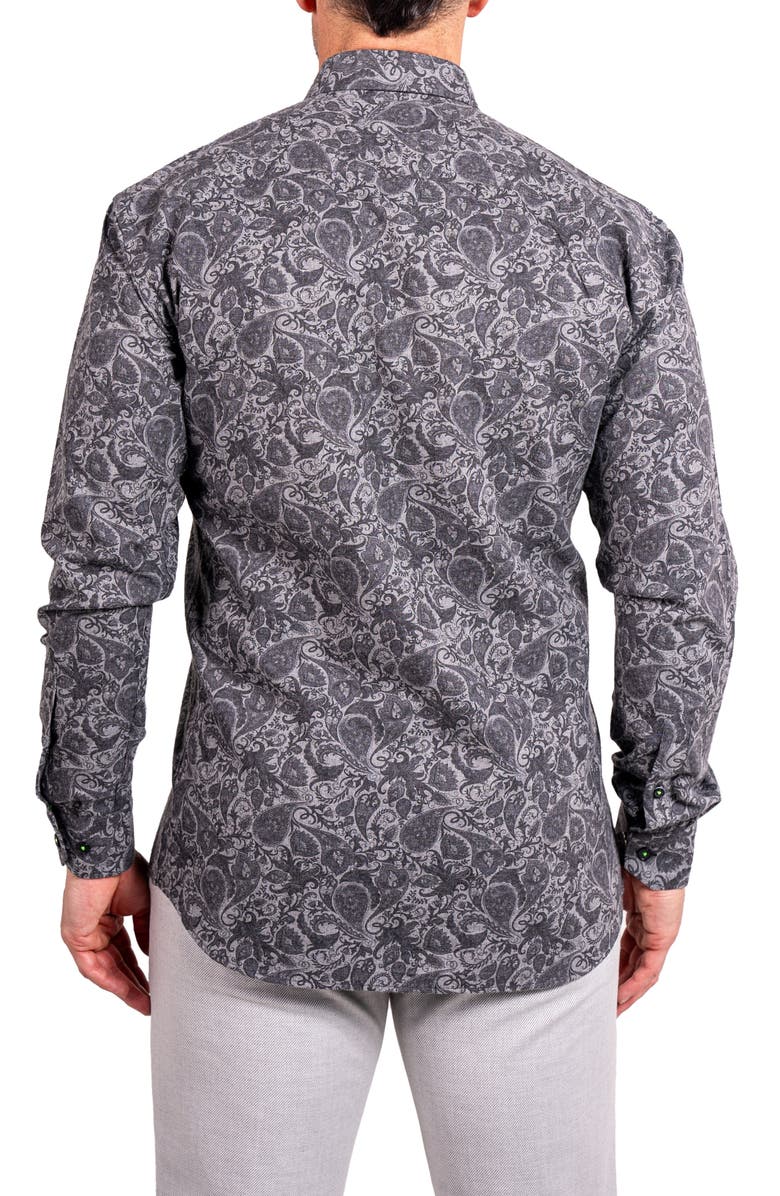 Maceoo Fibonacci Ascension 0252 Paisley Contemporary Fit Button-Up Shirt, Alternate, color, Grey