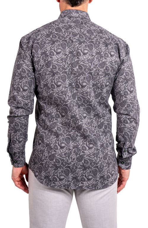 Maceoo Fibonacci Ascension 0252 Paisley Contemporary Fit Button-up Shirt In Black