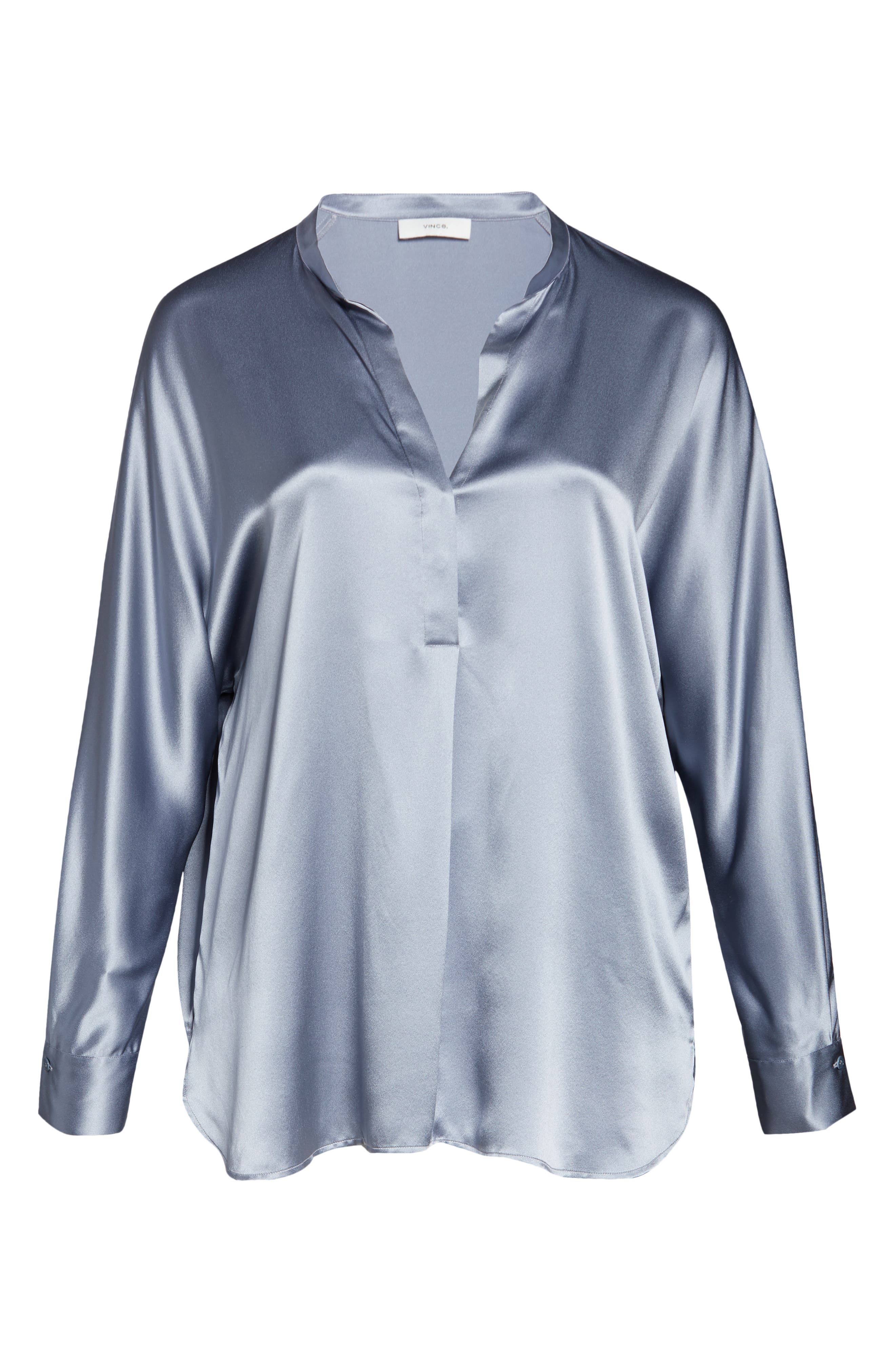 Vince Band Collar Silk Blouse (Women) | Nordstrom
