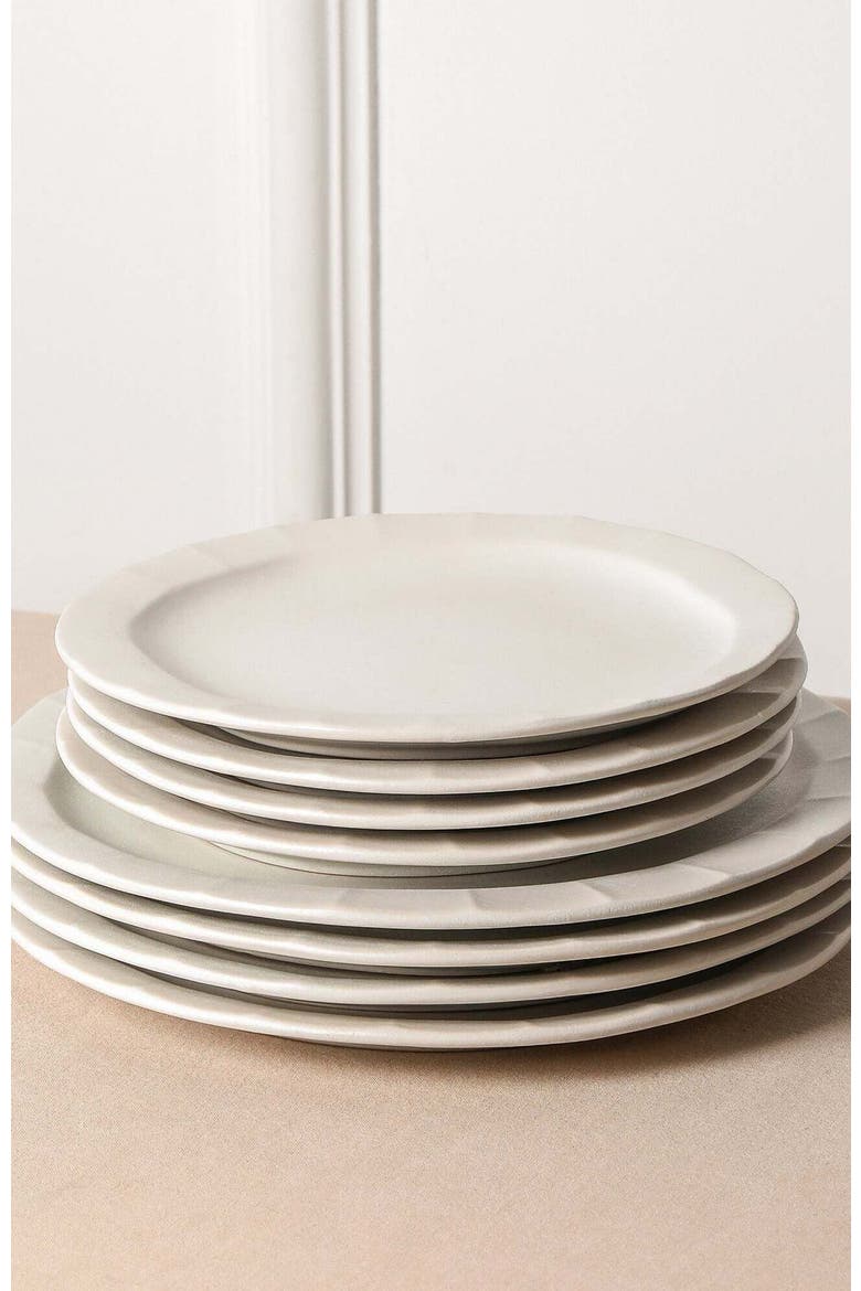 Oasis Stoneware 12-Piece Dinnerware Set, Alternate, color, White