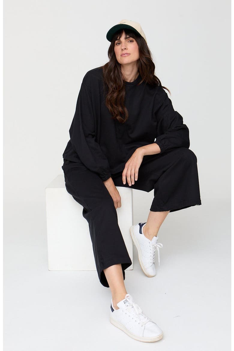 Organic Cotton Noor Wide Leg Trousers, Alternate, color, Black