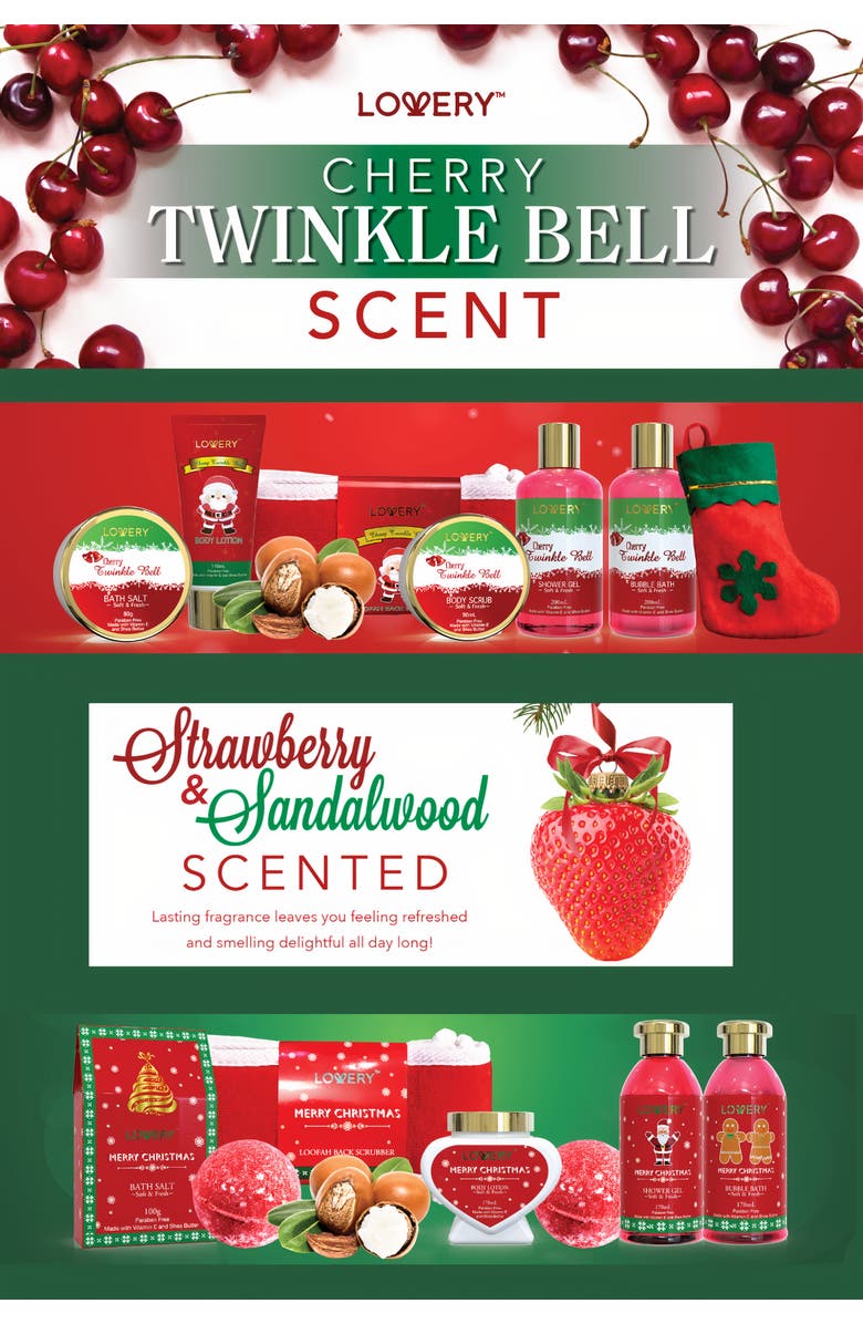 Lovery Christmas Bath and Body 16-piece Gift Basket, Alternate, color, NO COLOR