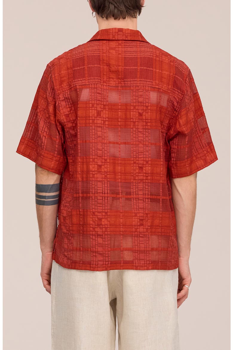 Ben 50066 Textured Short Sleeve Button-Up Shirt, Alternate, color, SIENNA HEAT
