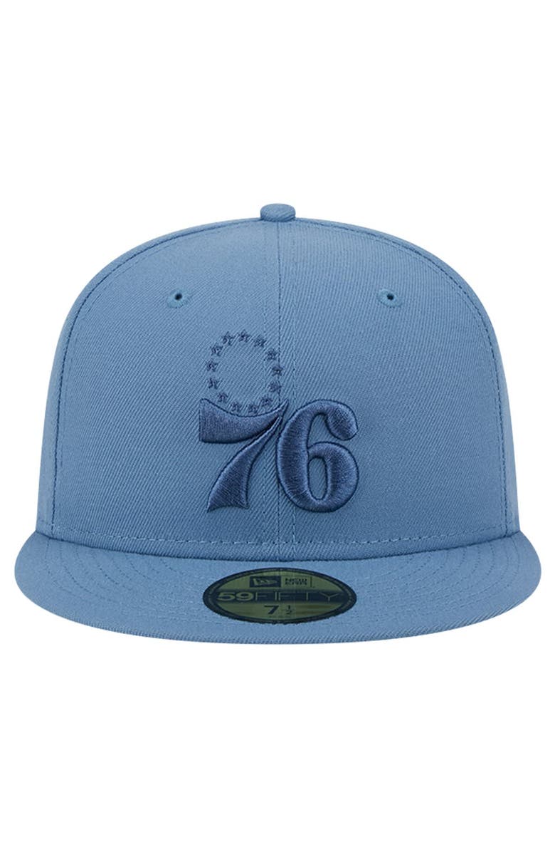 New Era Men's New Era Blue Philadelphia 76ers Color Pack Faded Tonal 59FIFTY Fitted Hat, Alternate, color, 