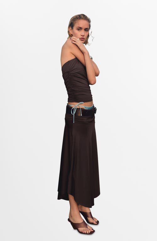Mango Draped Midi Skirt In Brown