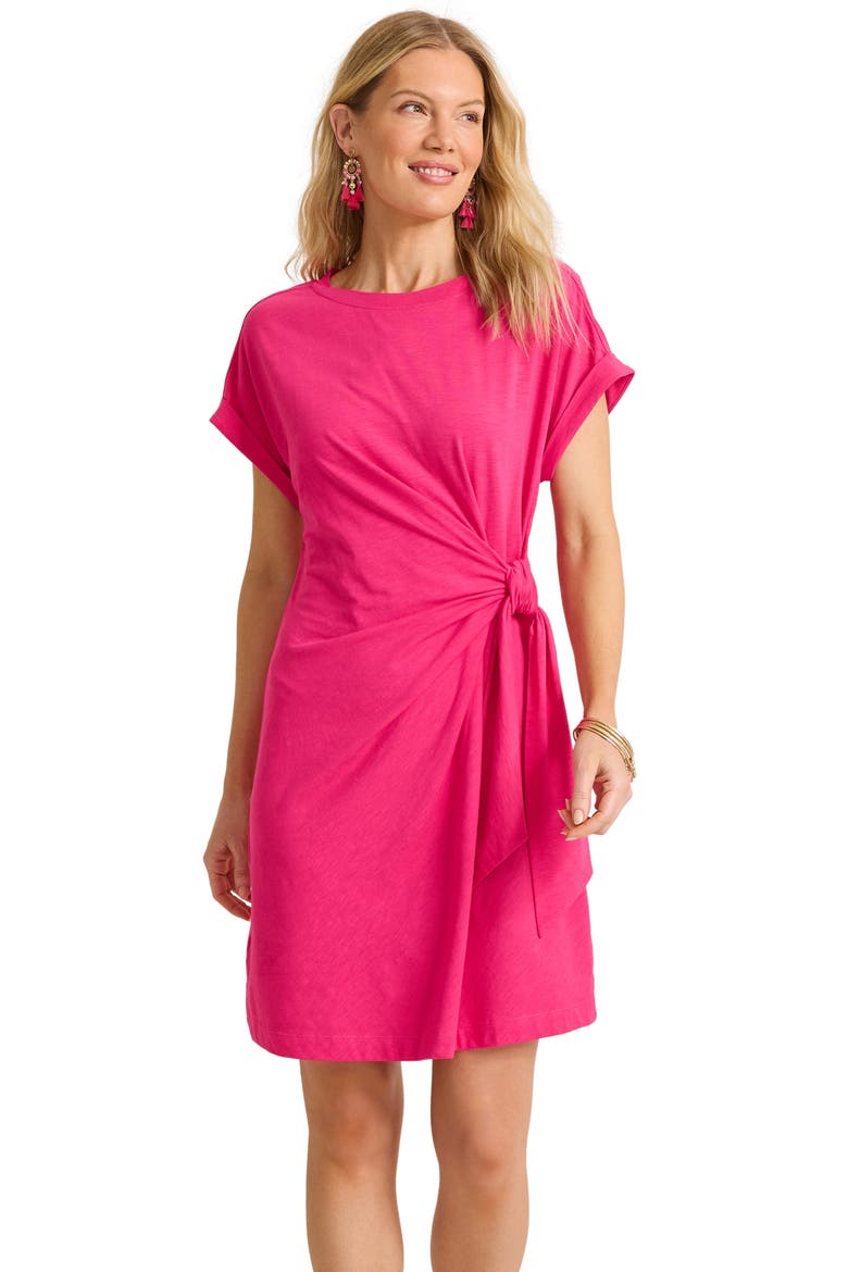 Marina Side Tie T-Shirt Dress, Alternate, color, BRIGHT BLUSH
