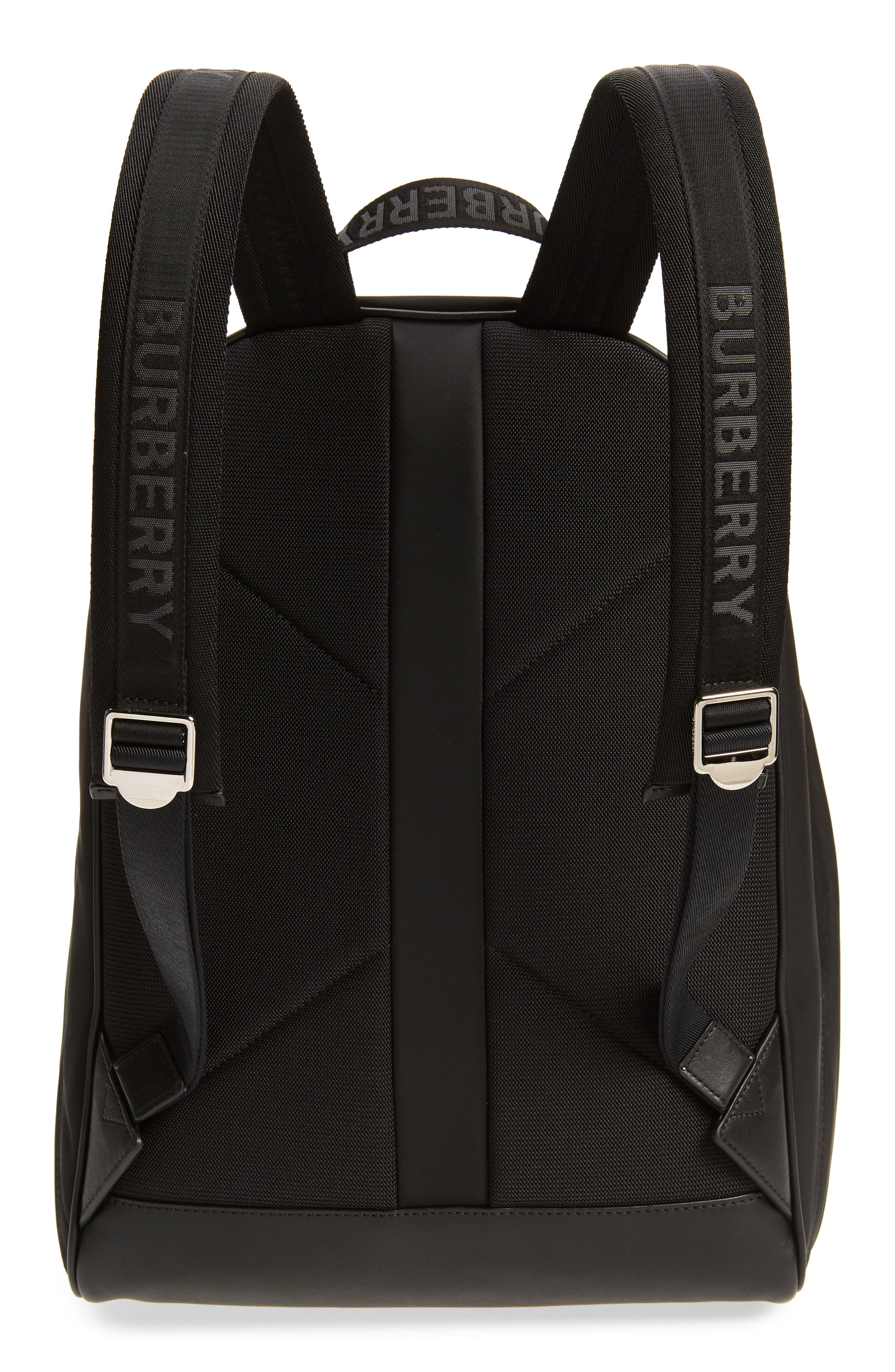 Logo Print Nylon Backpack, Alternate, color, BLACK