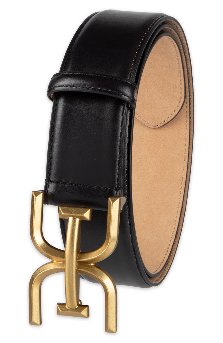 Sam Edelman Logo Buckle Leather Belt, Alternate, color, Black