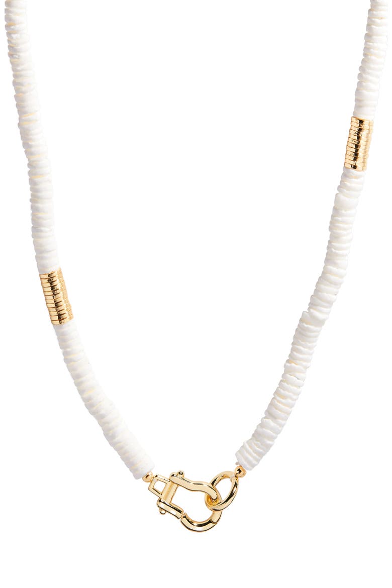 Capri Beaded Shell Necklace, Main, color, GOLD/ WHITE