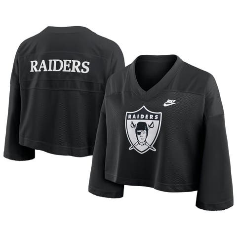 Women's Nike Black Las Vegas Raiders Rewind Cropped Mesh Dri-FIT Fashion Jersey