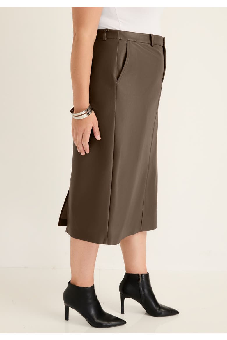 Faux Leather Skirt, Alternate, color, COCOA