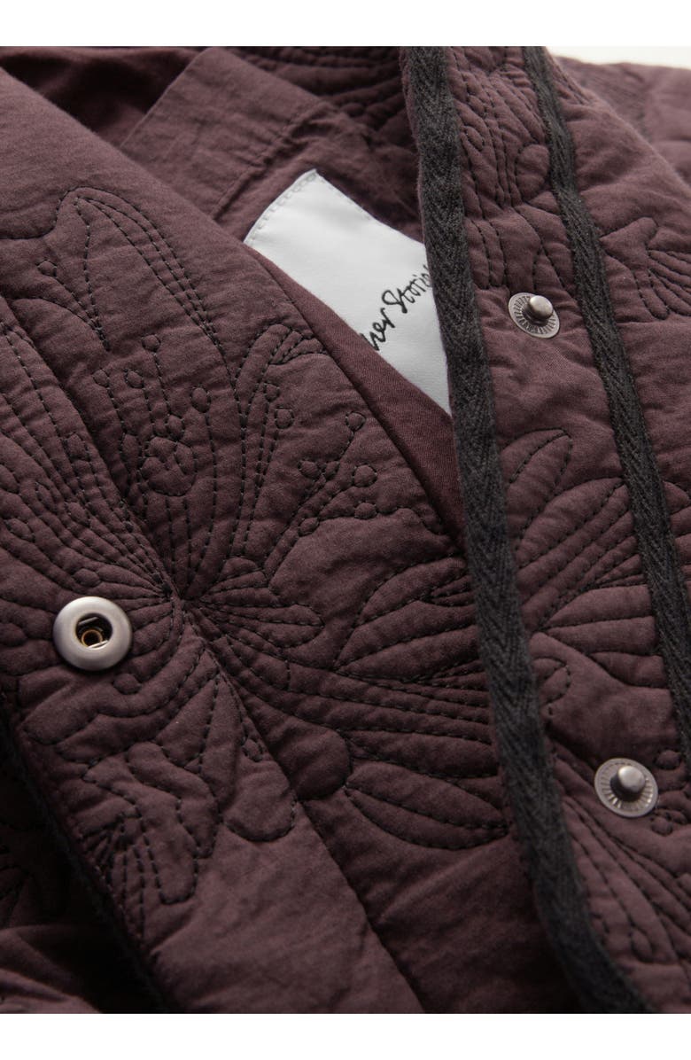 & Other Stories Floral Cotton Quilted Jacket, Alternate, color, Brown Dark