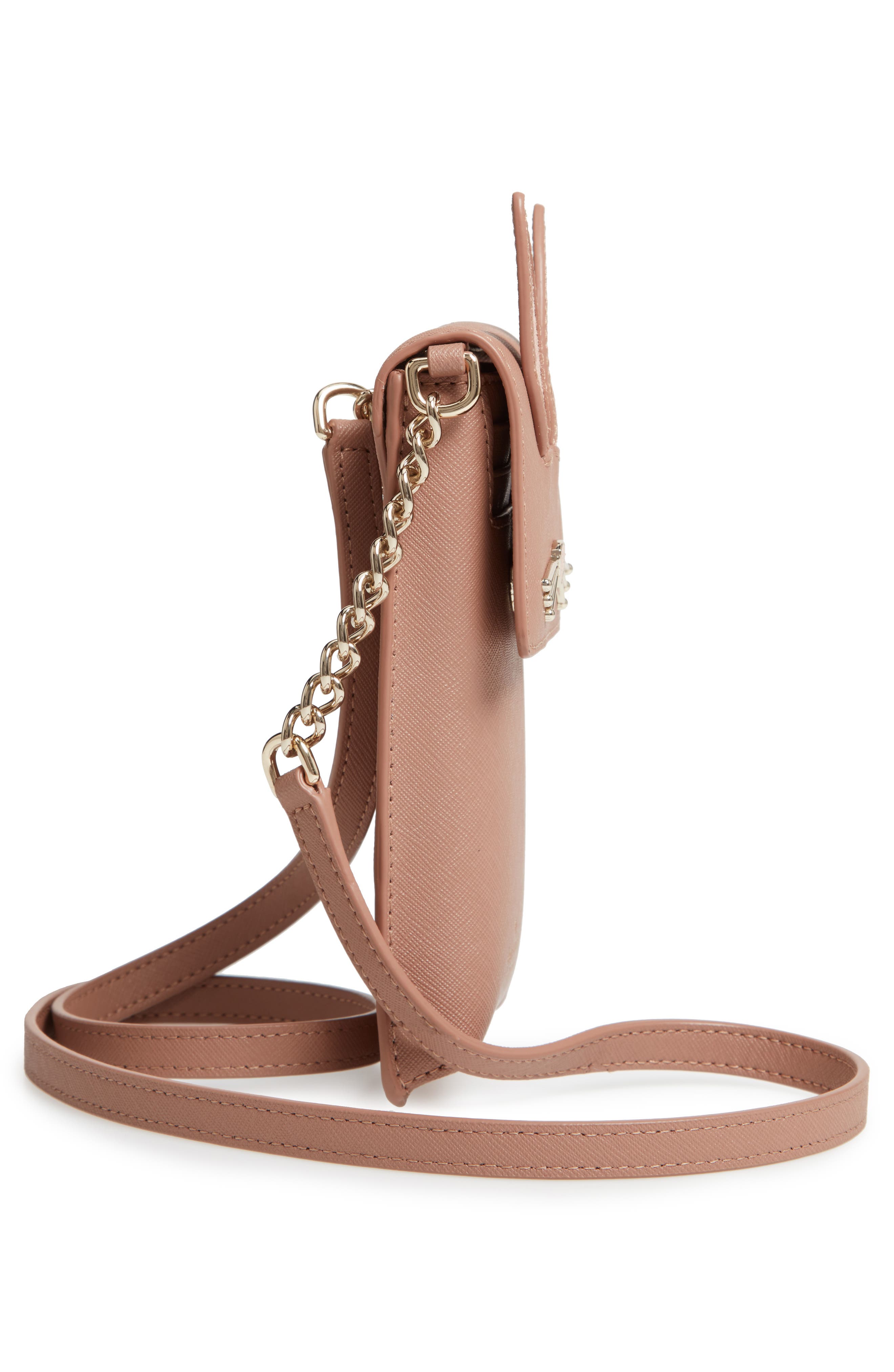 rabbit leather smartphone crossbody bag, Alternate, color, TAN MULTI