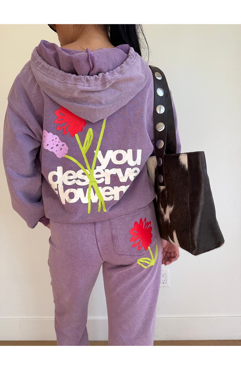 THE MAYFAIR GROUP You Deserve Flowers French Terry Graphic Sweatpants, Alternate, color, 