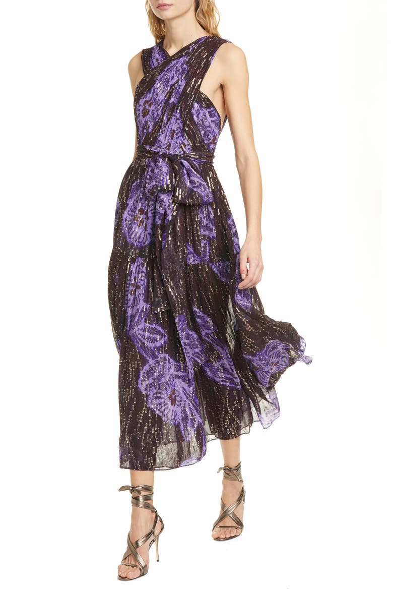 Adora Silk Blend Midi Dress, Main, color, VIOLET