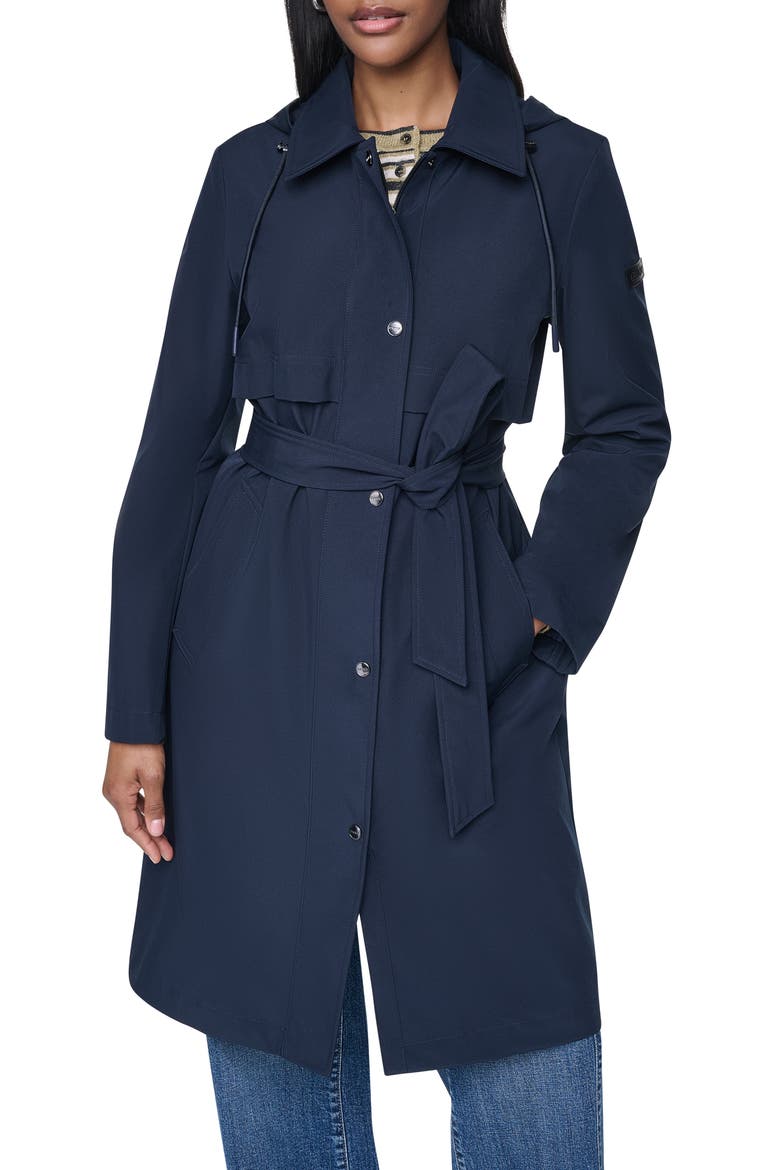 Flextech Trench Coat, Main, color, DARK NAVY