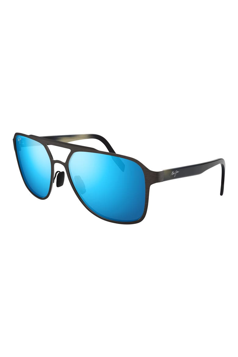 Blue Hawaii 59mm Polarized Aviator Sunglasses, Alternate, color, GREY