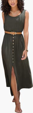 LASCANA Button Detail Front Slit Dress
