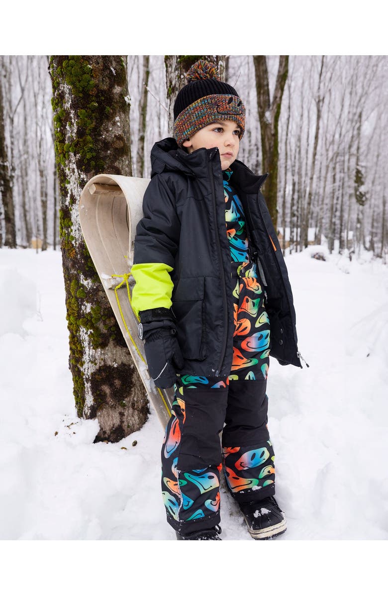 Deux par Deux Lined Knit Winter Hat with Pompom, Alternate, color, Black And Multicolor