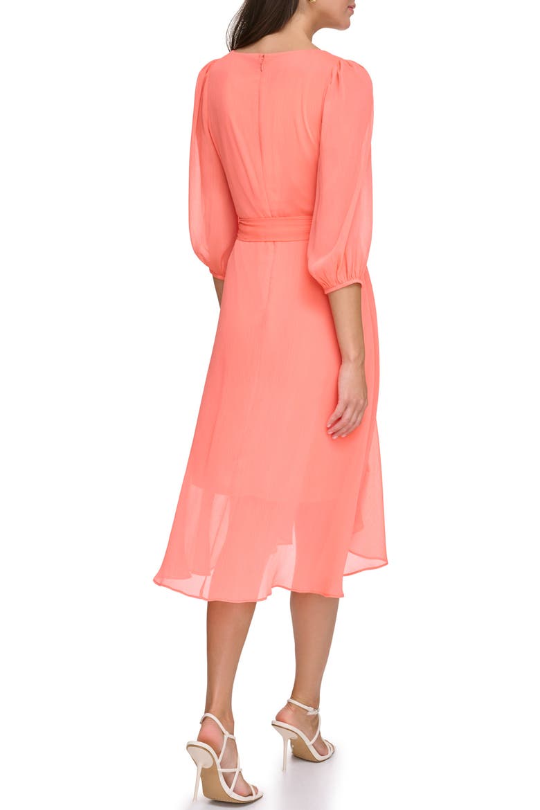 Balloon Sleeve Mock Wrap Dress, Alternate, color, ORANGE