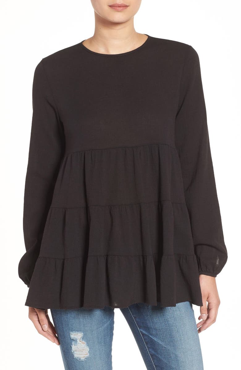 SINCERELY JULES 'Frida' Tiered Hem Cotton Blouse, Main, color, 
