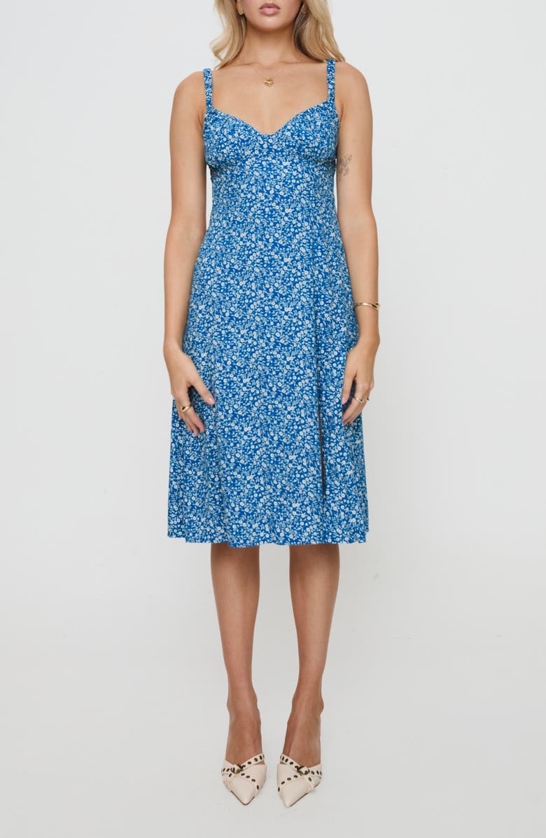 Princess Polly Georgia Print Open Back Midi Dress, Alternate, color, Navy