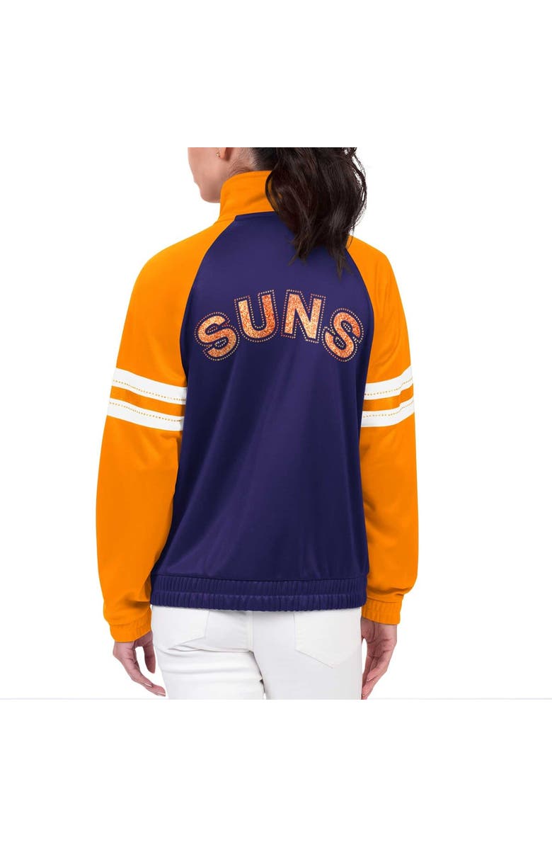G-III 4HER BY CARL BANKS Women's G-III 4Her by Carl Banks Purple Phoenix Suns Main Player Raglan Rhinestone Full-Zip Track Jacket, Alternate, color, Purple